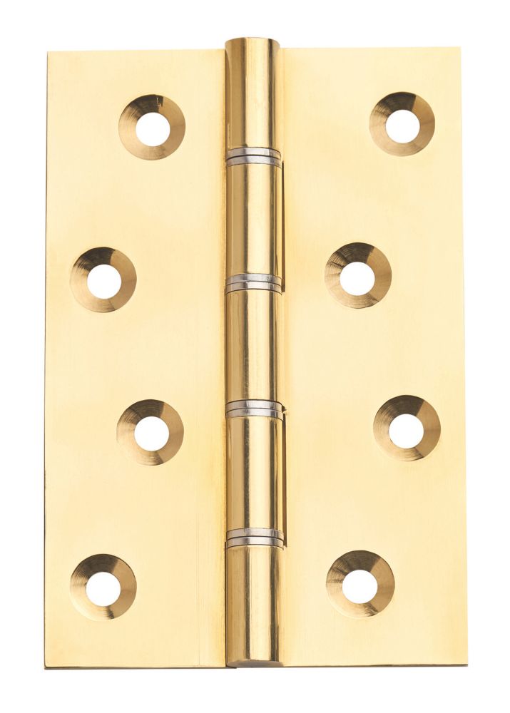 Image of Polished Brass Washered Butt Hinges 102mm x 67mm 2 Pack 