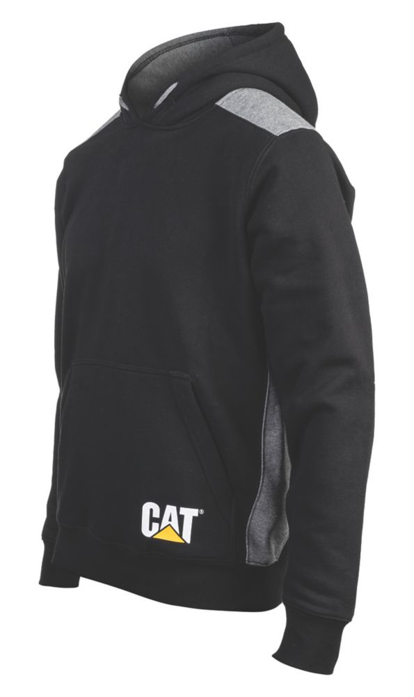 Image of CAT Logo Panel Hooded Sweatshirt Black XXXX Large 58-60" Chest 