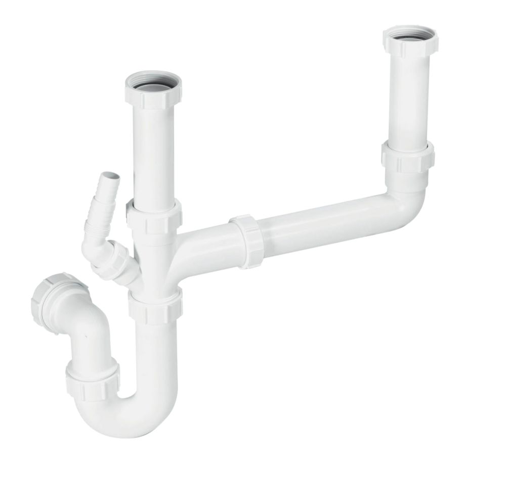 Image of McAlpine Double & 1 1/2 Bowl Sink Kit White 40mm 