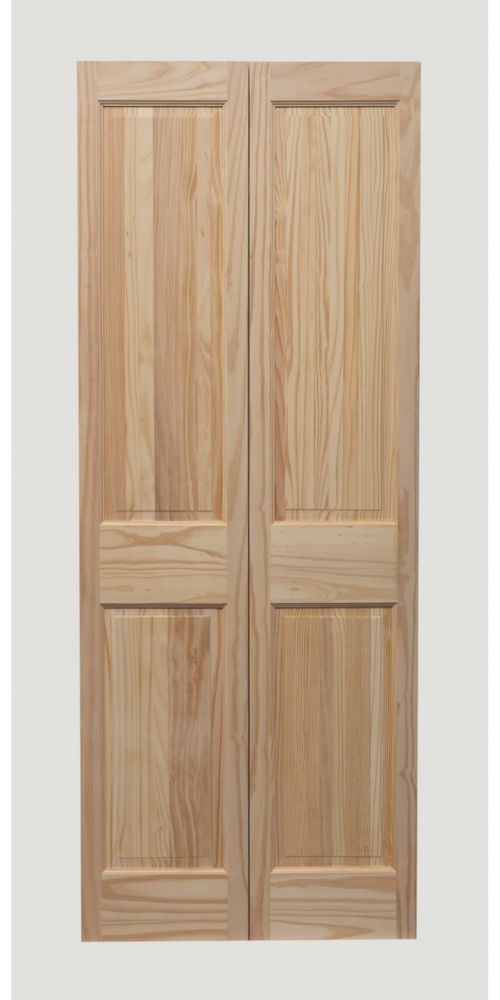 Image of Unfinished Pine Wooden 4-Panel Internal Bi-Fold Victorian-Style Door 1981mm x 686mm 