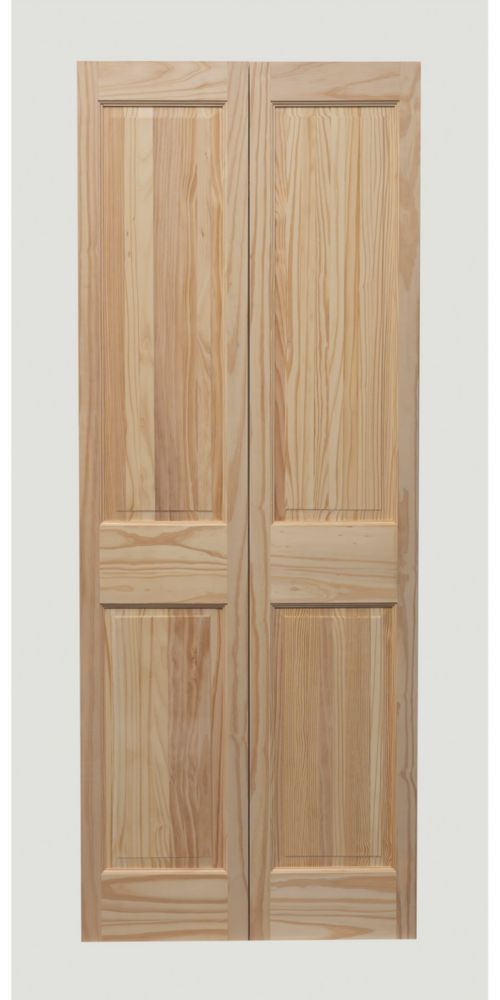 Image of Unfinished Pine Wooden 4-Panel Internal Bi-Fold Victorian-Style Door 1981mm x 686mm 