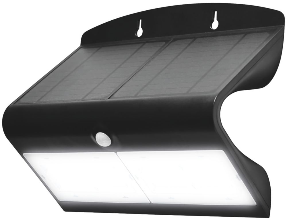 Image of Luceco LEXS80B40-01 Outdoor LED Solar Wall Light With PIR Sensor Black 800lm 