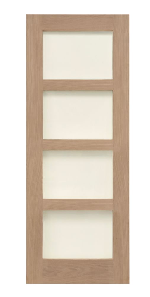 Image of 4-Clear Light Unfinished Oak Wooden Shaker Internal Door 1981mm x 762mm 