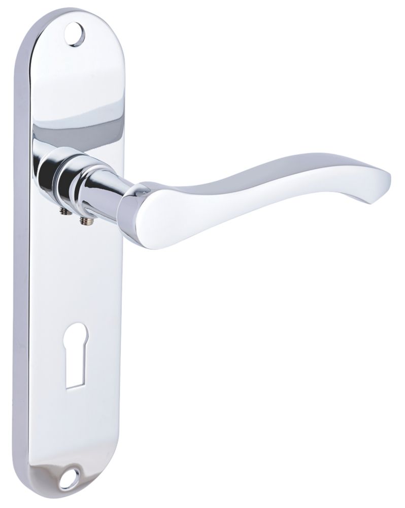 Image of Smith & Locke Frome Fire Rated Lever Lock Door Handles Pair Polished Chrome 