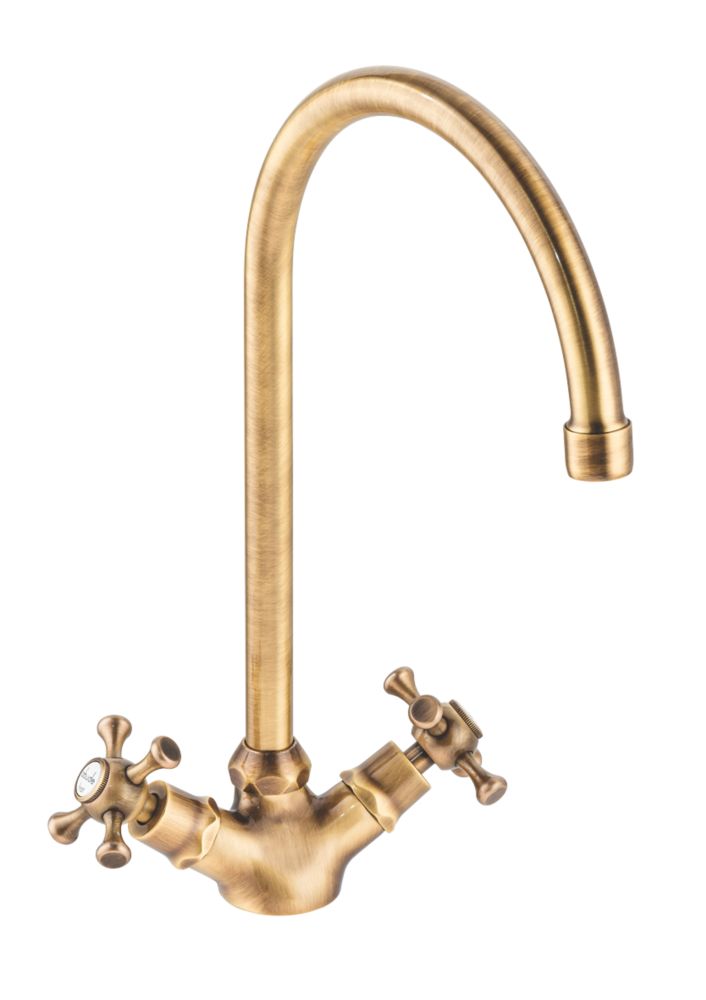 Image of Abode Burford Mono Kitchen Sink Mixer Antique Brass 