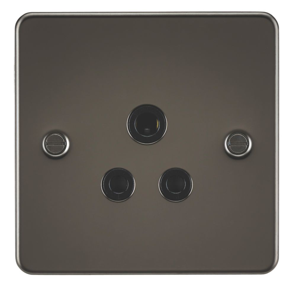 Image of Knightsbridge 5A 1-Gang Unswitched Socket Gunmetal with Black Inserts 