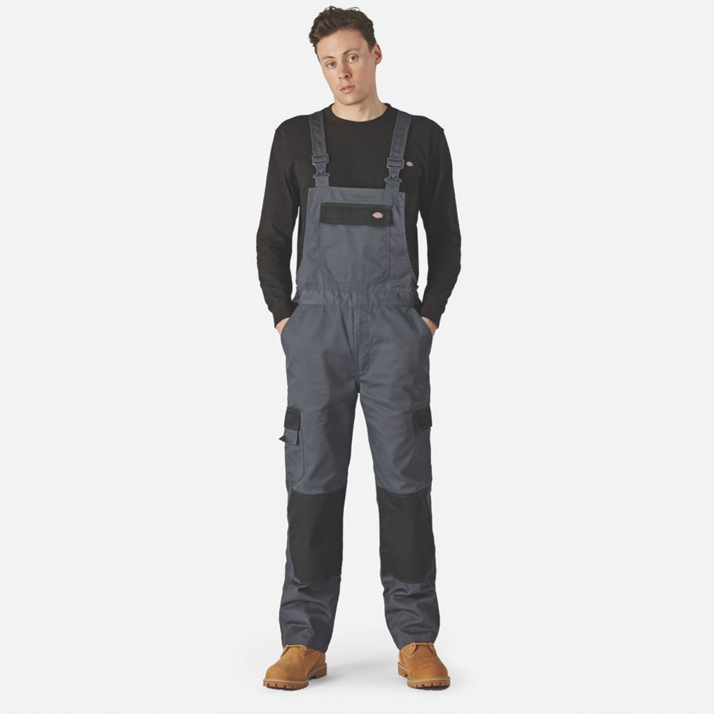 Image of Dickies Everyday Bib & Brace Boiler Suit/Coverall Grey/Black Medium 33-34" W 31" L 