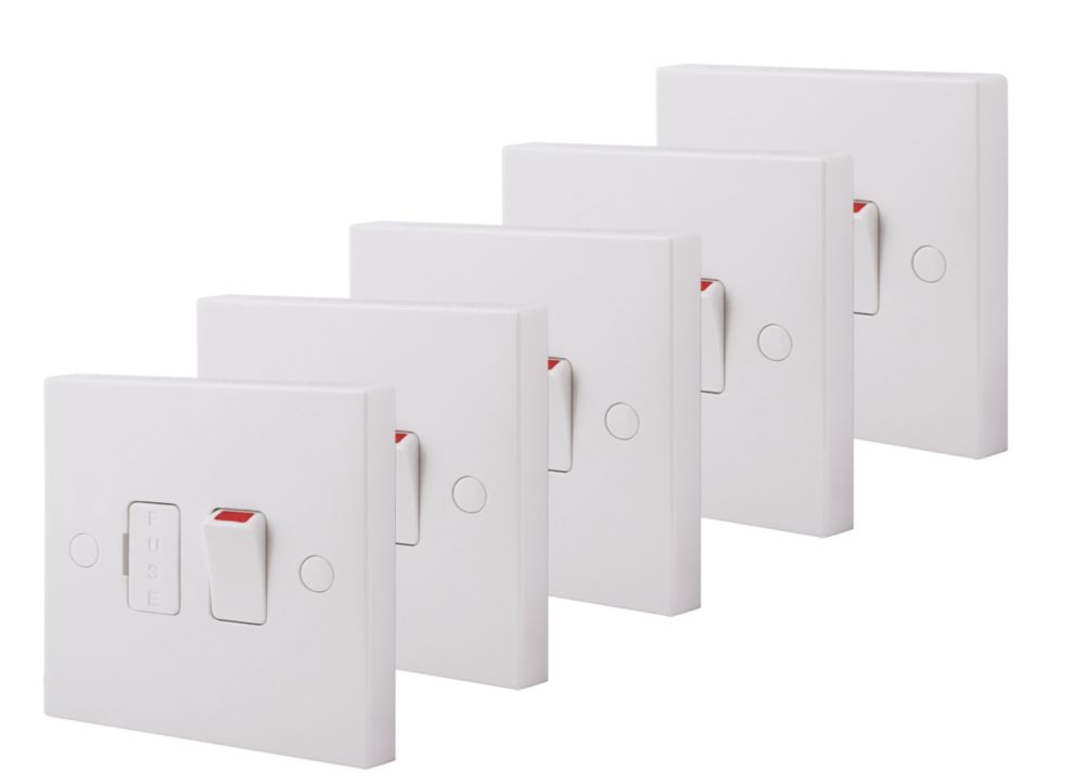 Image of British General 900 Series 13A Switched Fused Spur & Flex Outlet White 5 Pack 