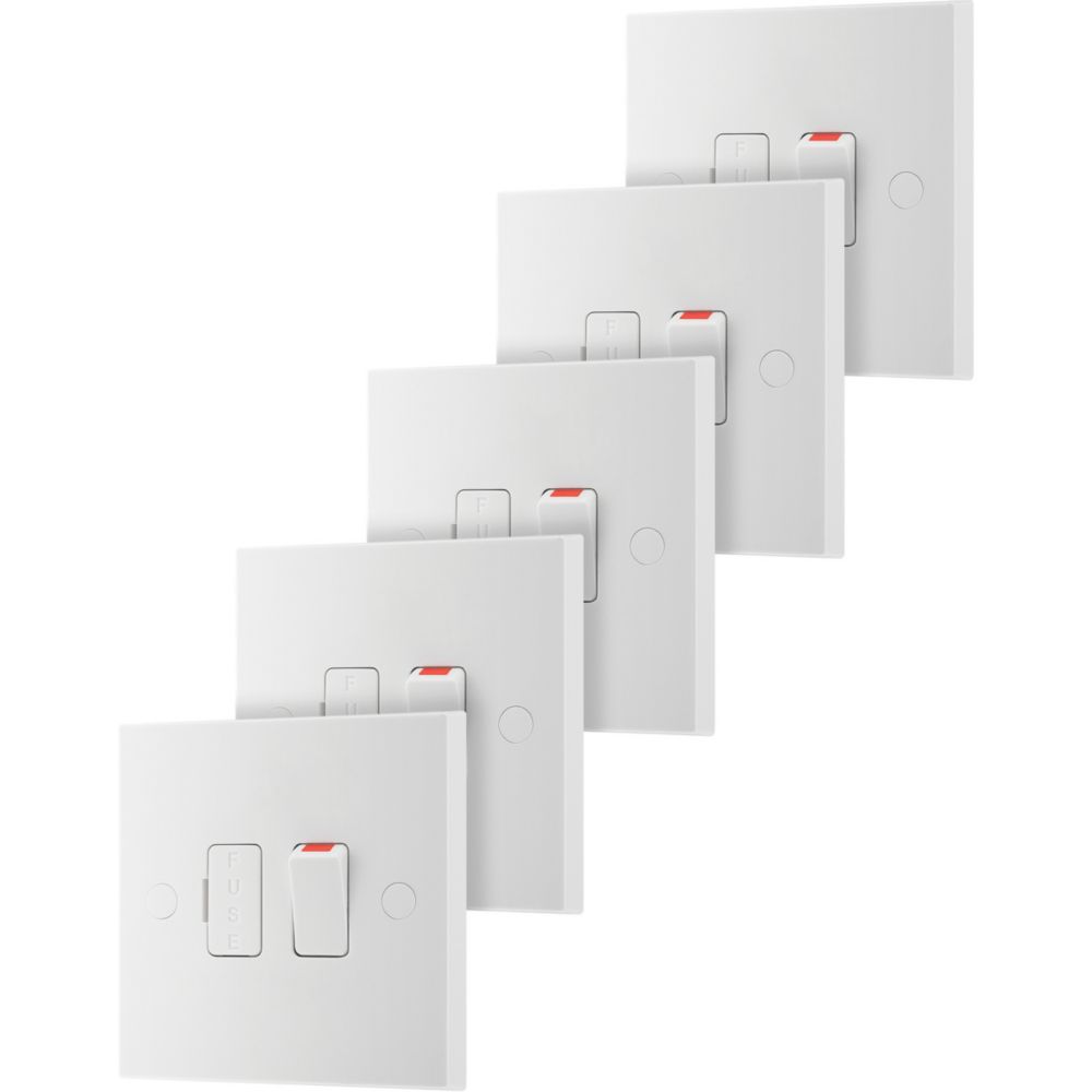 Image of British General 900 Series 13A Switched Fused Spur & Flex Outlet White 5 Pack 