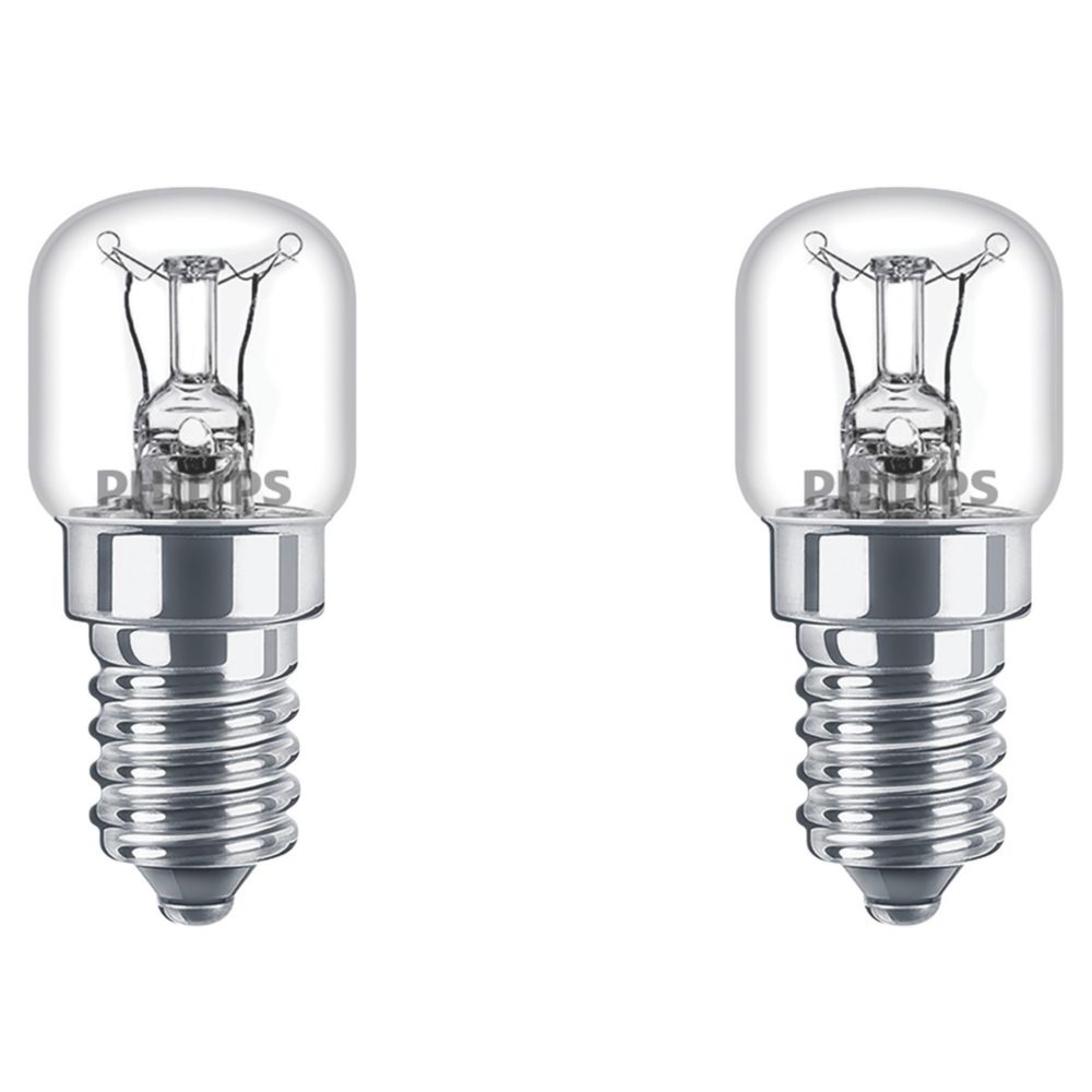 Image of Philips Pygmy SES Mini Globe Incandescent Oven Light Bulb 172lm 25W 2 Pack 