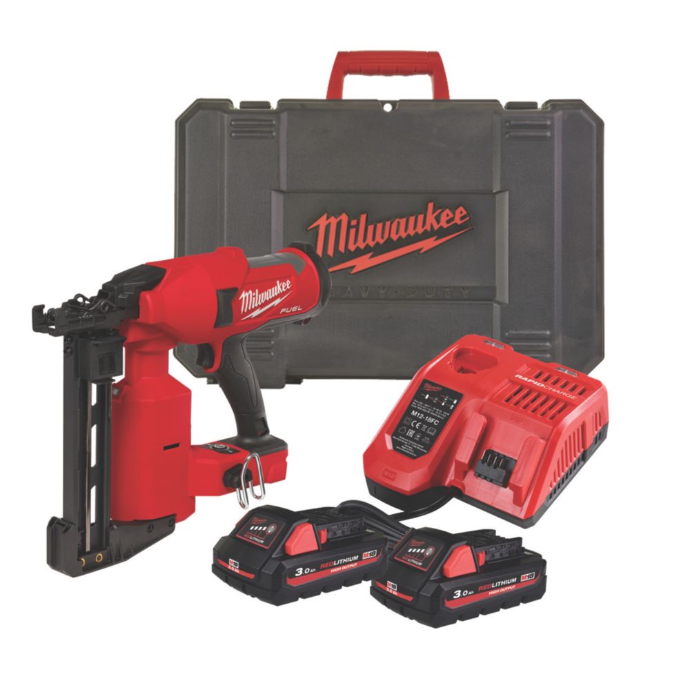 Image of Milwaukee 4933479833 50mm 18V 2 x 3.0Ah Li-Ion RedLithium High Output Brushless Fencing Cordless Stapler 