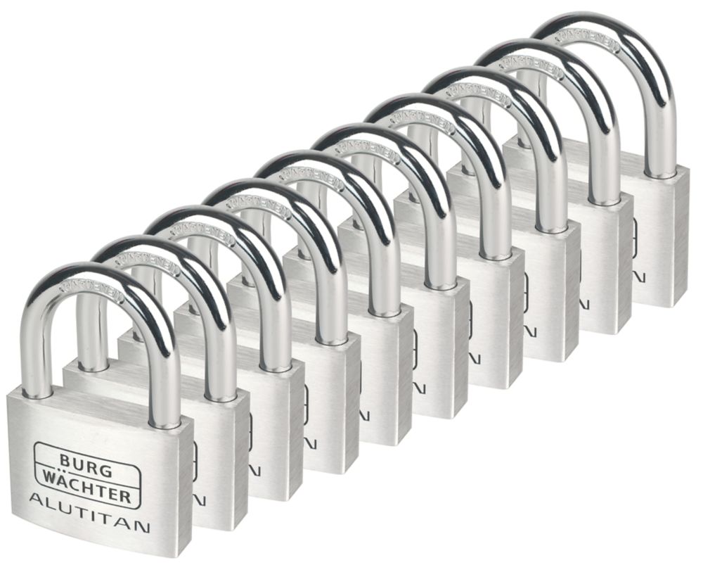 Image of Burg-Wachter Aluminium Keyed Alike Padlocks 60mm 10 Pack 