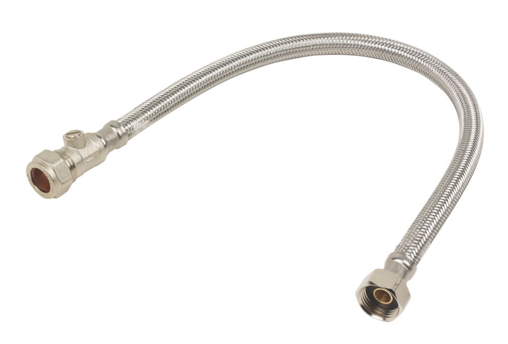 Image of Hose with Isolating Valve 15mm x 1/2" x 300mm 
