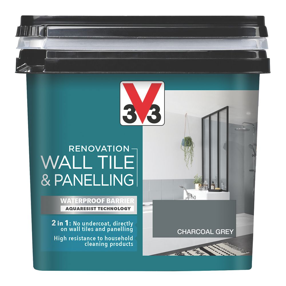 Image of V33 Renovation Wall Tile & Panelling Paint Satin Charcoal Grey 750ml 