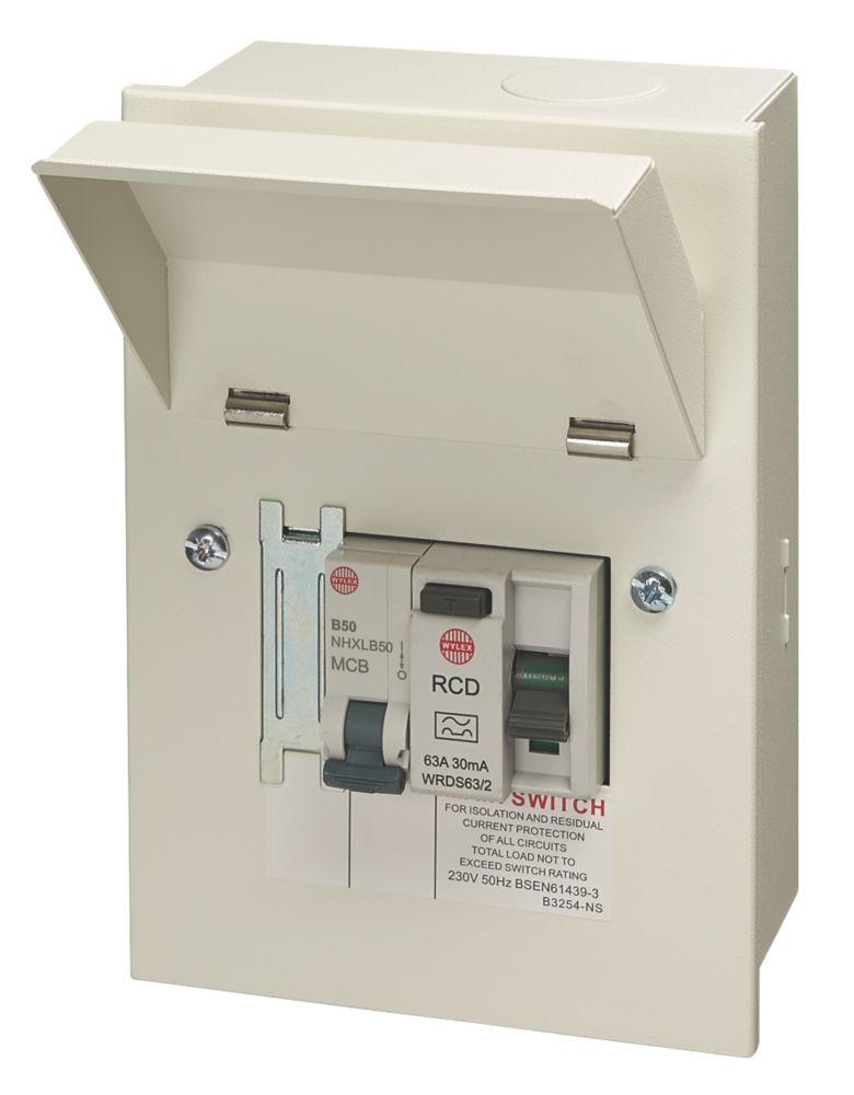 Image of Wylex 4-Module 1-Way Populated Shower Consumer Unit 