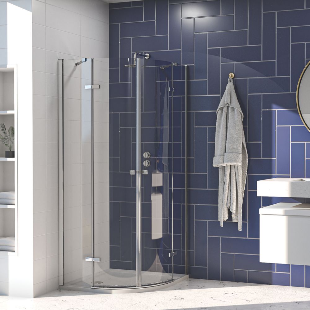 Image of Aqualux Aquarius 8 Quadrant Shower Enclosure Left & Right-Hand Opening Polished Silver 800 x 800 x 2000mm 
