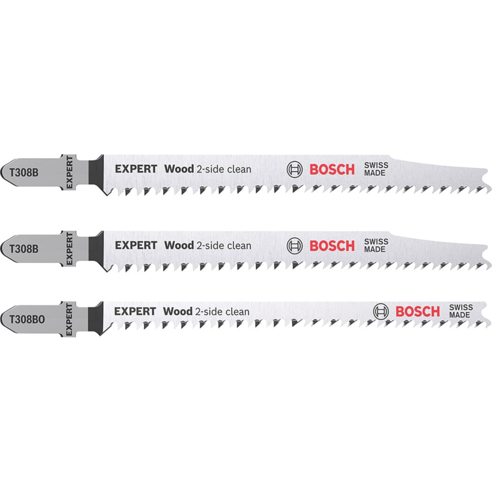 Image of Bosch Expert T 308 Wood Wood 2-Side Clean Jigsaw Blades 3 Pack 
