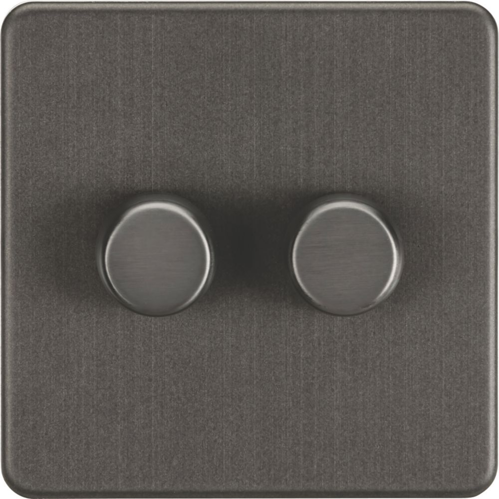 Image of Knightsbridge 2-Gang 2-Way LED Dimmer Switch Smoked Bronze 