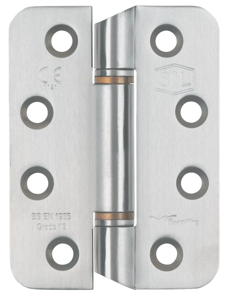 Image of Smith & Locke Satin Stainless Steel Grade 13 Fire Rated Anti-Ligature Hinges 102mm x 76mm 2 Pack 