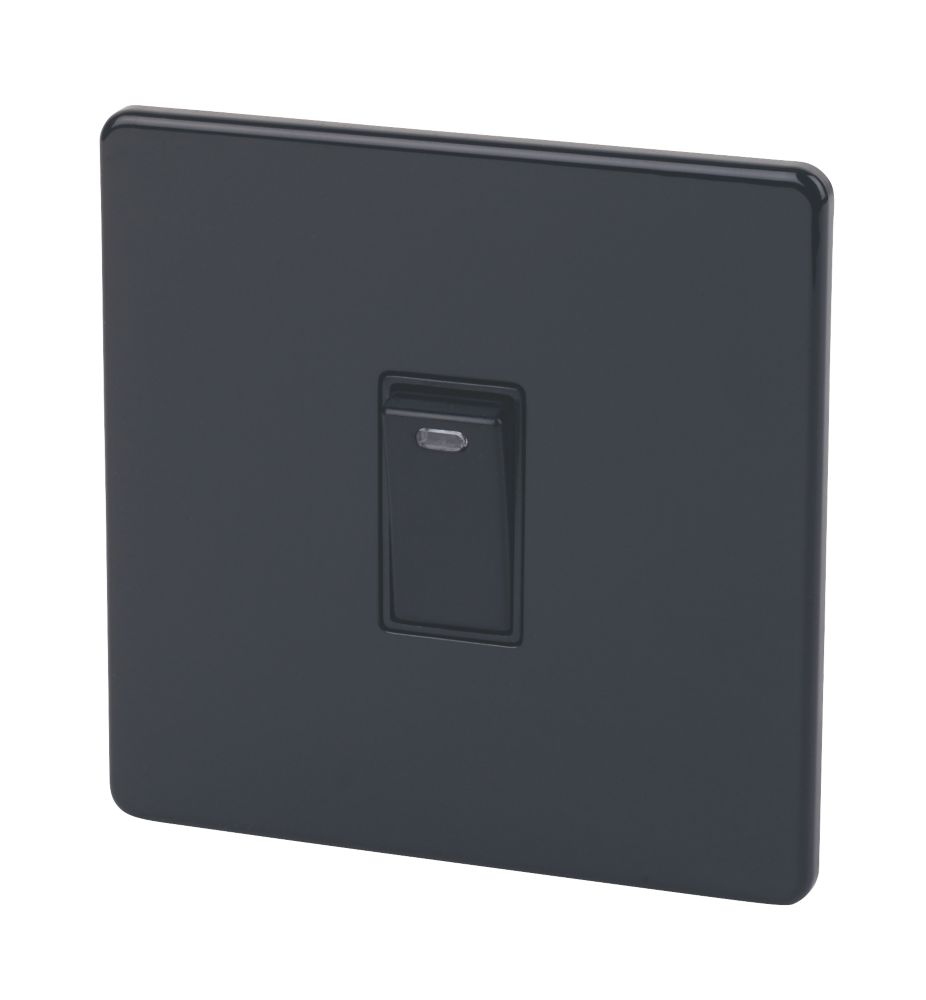 Image of Varilight 20AX 1-Gang DP Control Switch Jet Black with Neon with Colour-Matched Inserts 