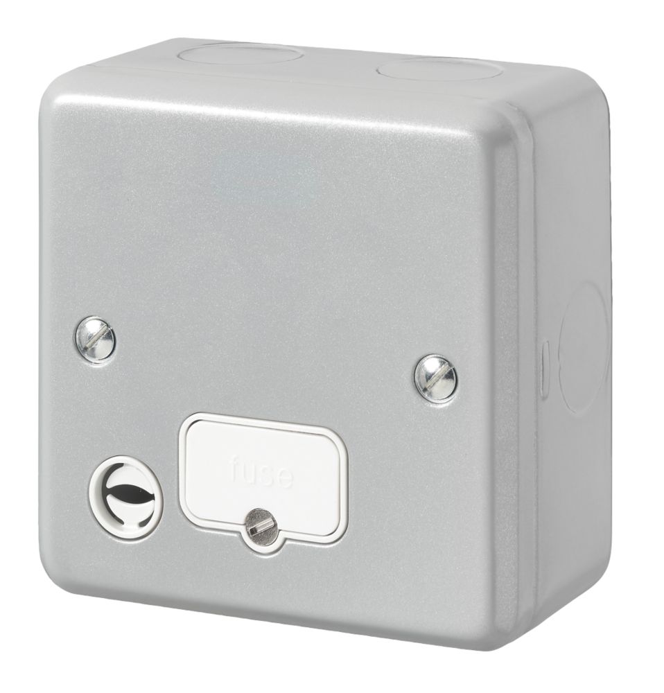 Image of MK Metal-Clad Plus 13A Unswitched Metal Clad Fused Spur & Flex Outlet with White Inserts 