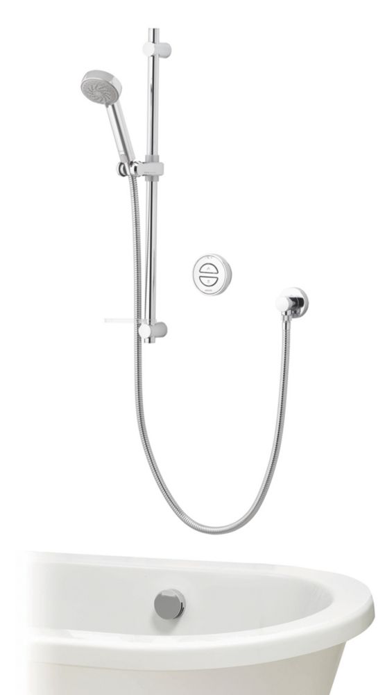 Image of Aqualisa Smart Link HP/Combi Rear-Fed Chrome Thermostatic Smart Shower with Bath Overflow Filler 
