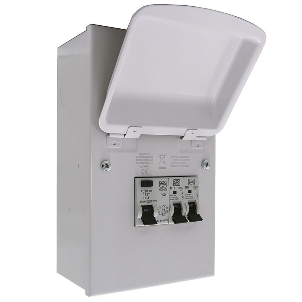 Image of MK Sentry 4-Module 2-Way Populated High Integrity RCD Incomer Consumer Unit 