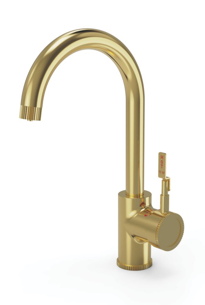 Image of ETAL Industrial Single Lever 3-in-1 Hot Water Kitchen Tap Brushed Brass 