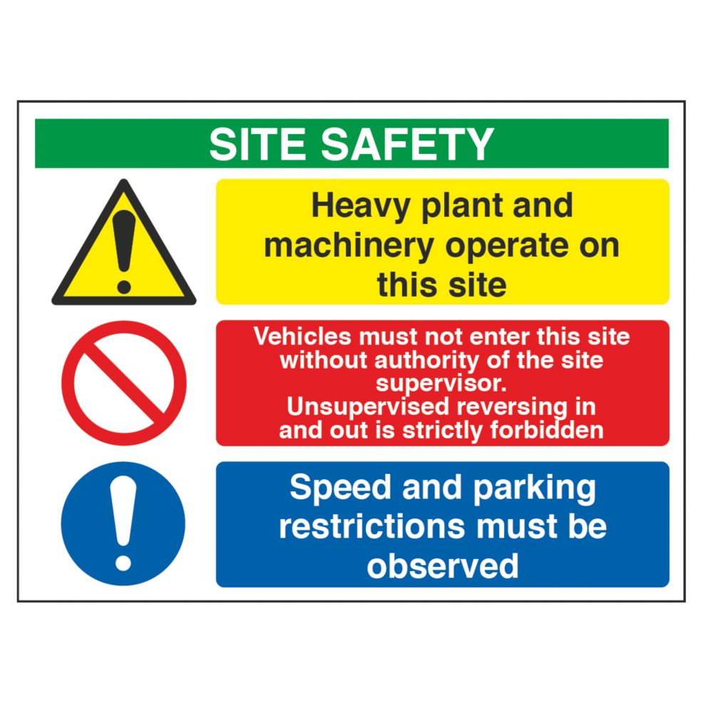 Image of "Heavy Plant & Machinery Operate On Site" Sign 600mm x 800mm 