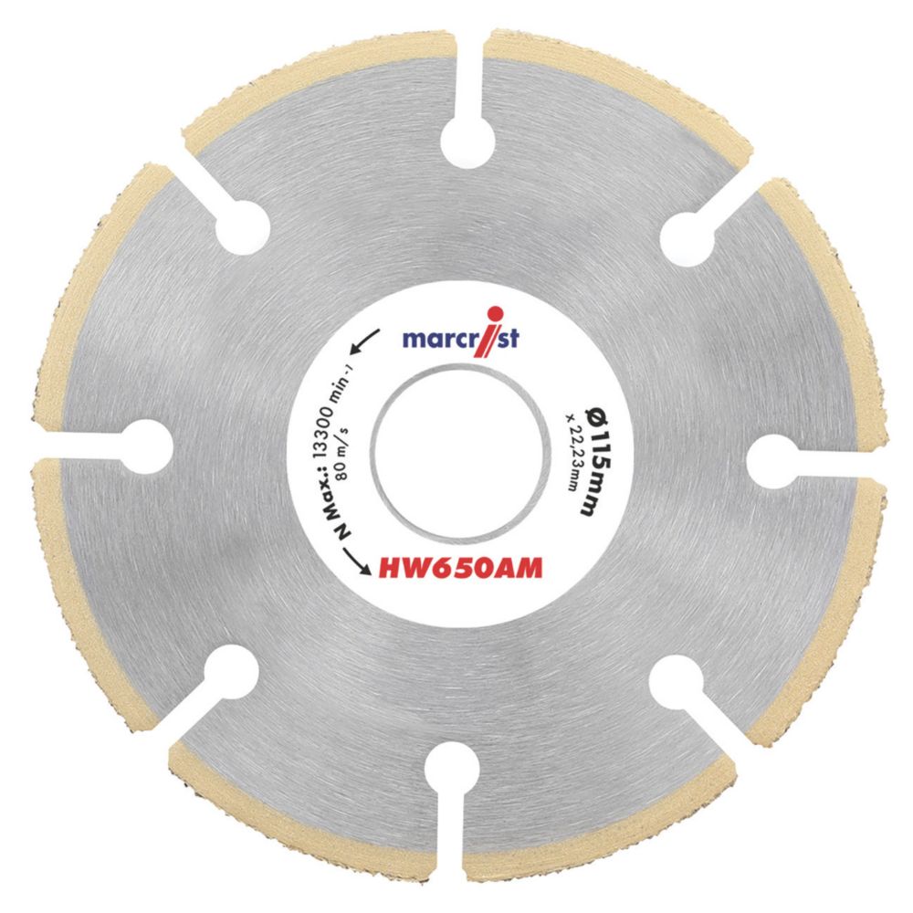 Image of Marcrist HW650 Multi-Material Cordless Angle Grinder Diamond Wood Blade 115mm x 22.23mm 