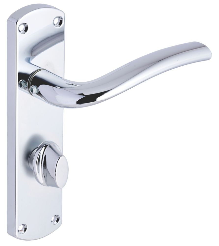 Image of Smith & Locke Corfe Fire Rated WC Door Handles Pair Polished Chrome 