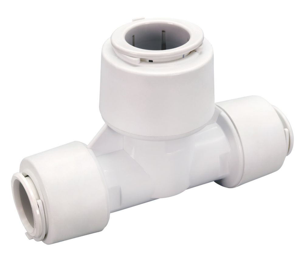 Image of FloPlast FloFit+ Plastic Push-Fit Reducing Tee 22mm x 22mm x 28mm 