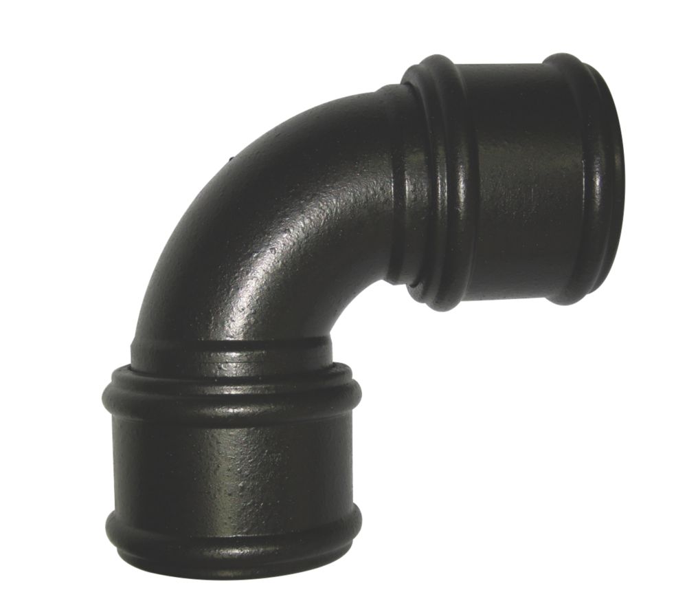Image of FloPlast Cast Iron Effect Push-Fit 92.5Â° Double Socket Bend Black 110mm 