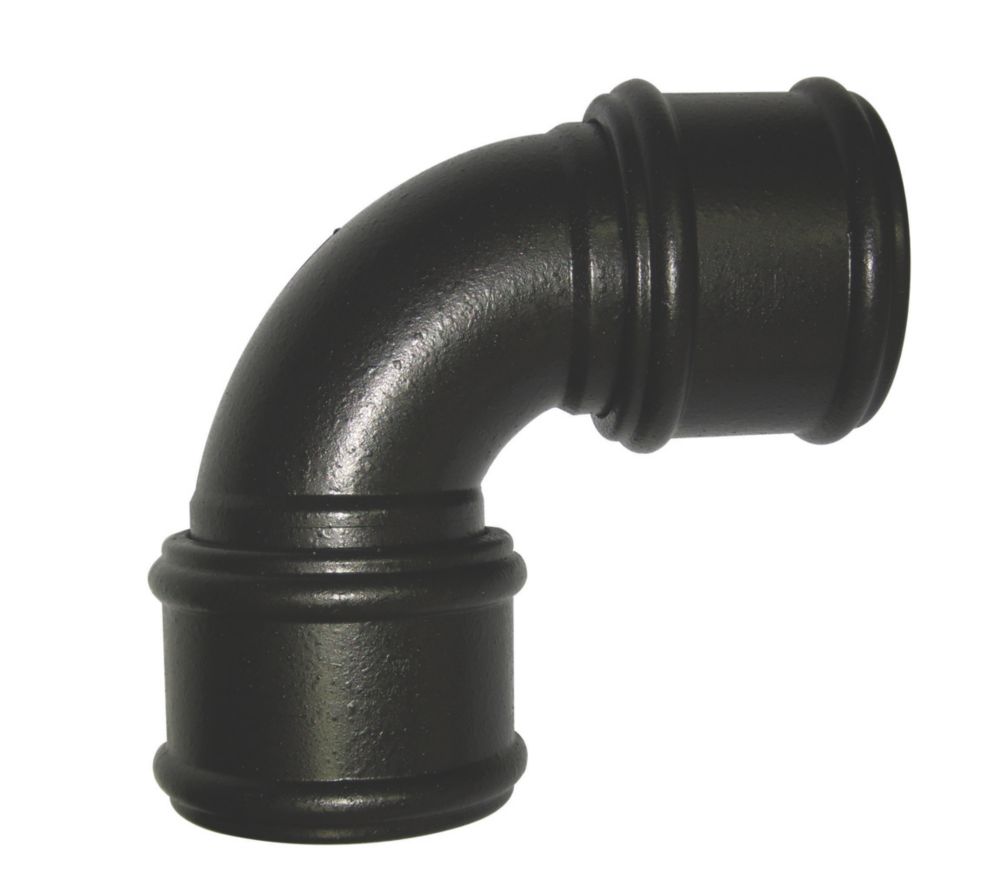 Image of FloPlast Cast Iron Effect Push-Fit 92.5Â° Double Socket Bend Black 110mm 