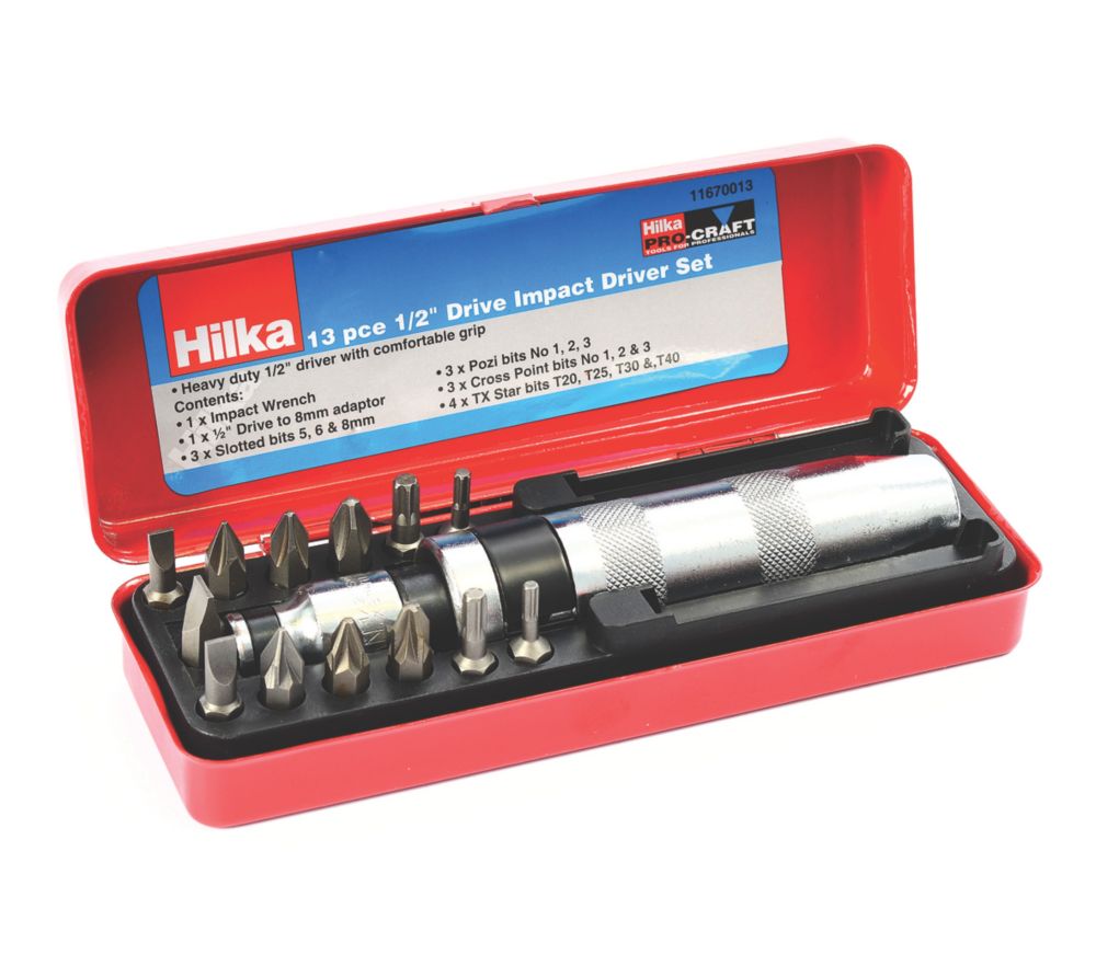 Image of Hilka Pro-Craft Pro Impact Driver Set 13 Pieces 
