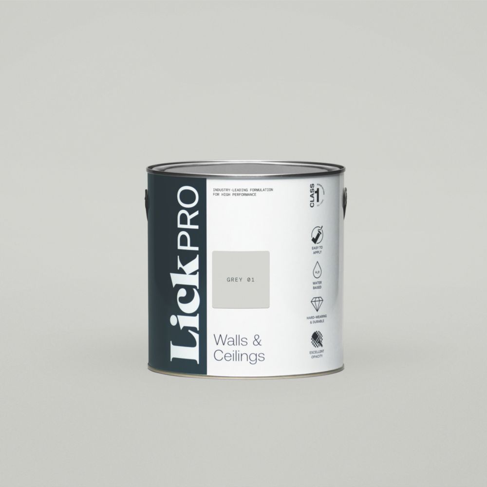 Image of LickPro Matt Grey 01 Emulsion Paint 2.5Ltr 