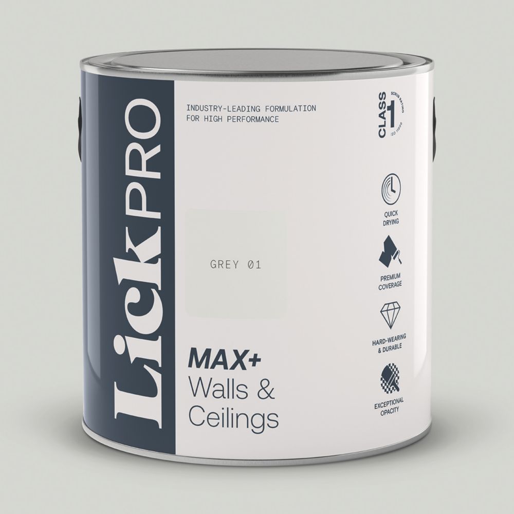 Image of LickPro Matt Grey 01 Emulsion Paint 2.5Ltr 