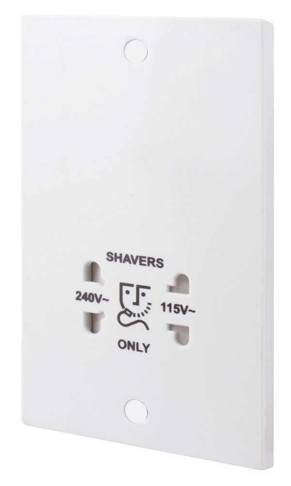 Image of British General 900 Series 2-Gang Dual Voltage Shaver Socket 115 / 230V White 