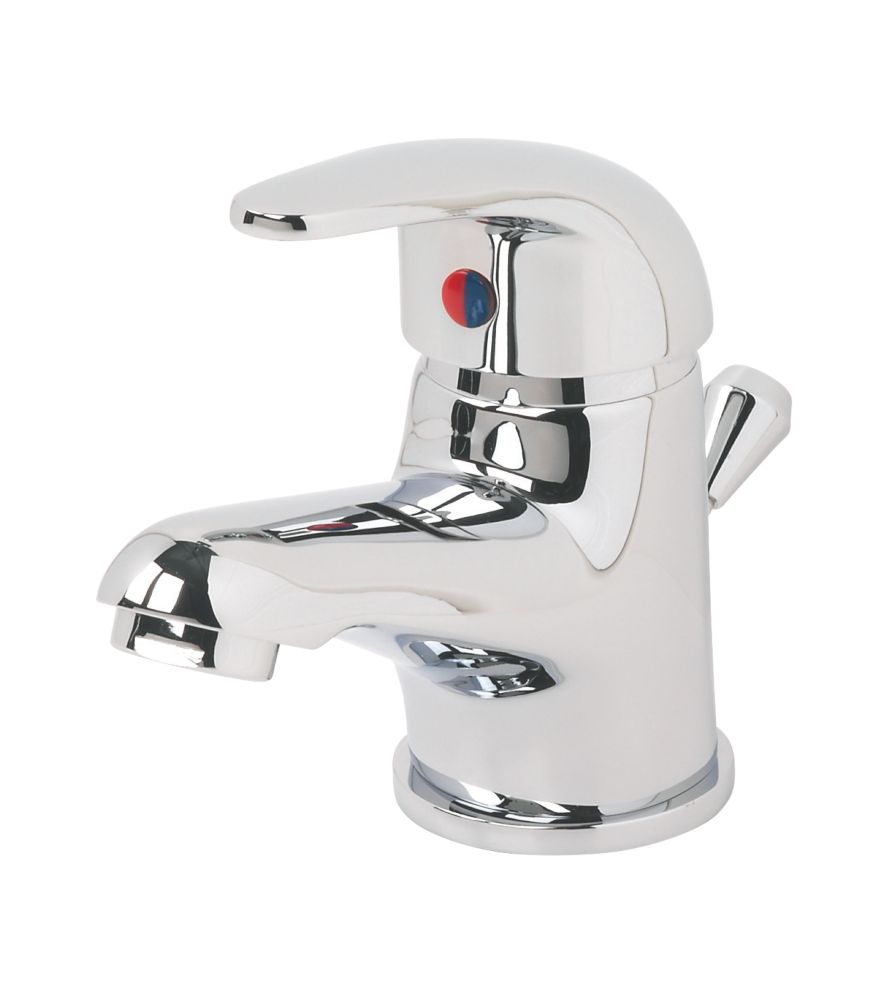 Image of Swirl Conventional Mini Bathroom Basin Mixer Tap with Pop-Up Waste Chrome 