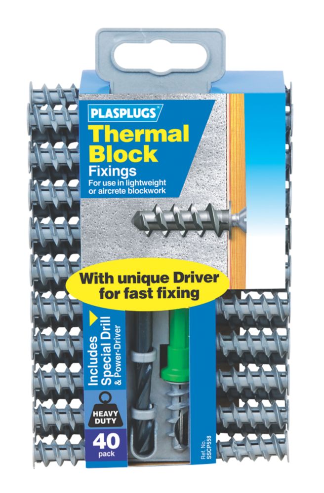 Image of Plasplugs Thermal Block Fixings Nylon 33mm 40 Pack 