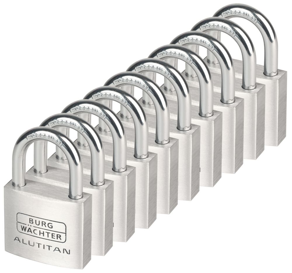 Image of Burg-Wachter Aluminium Keyed Alike Padlocks 40mm 10 Pack 