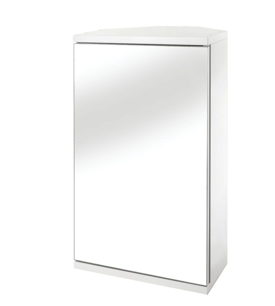 Image of Croydex 1-Door Bathroom Corner Cabinet White 300mm x 240mm x 500mm 