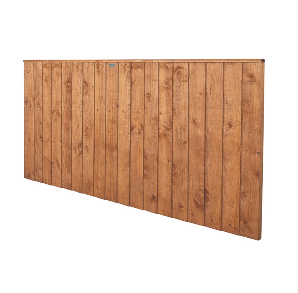 Image of Forest Vertical Board Closeboard Garden Fencing Panel Golden Brown 6' x 3' Pack of 5 