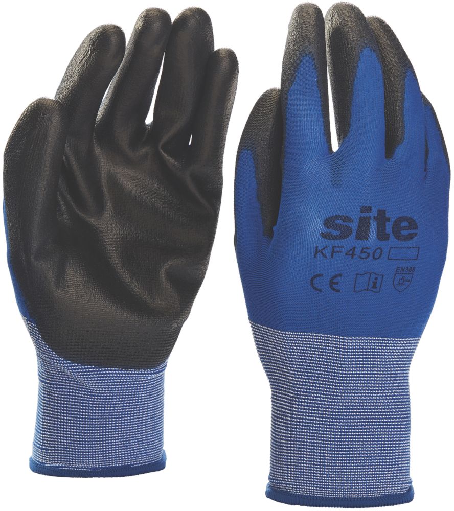 Image of Site 450 Premium PU Gloves Blue / Black Large 