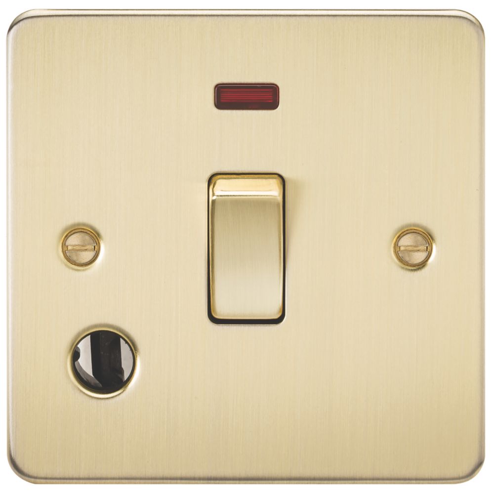 Image of Knightsbridge 20A 1-Gang DP Control Switch & Flex Outlet Brushed Brass with LED 