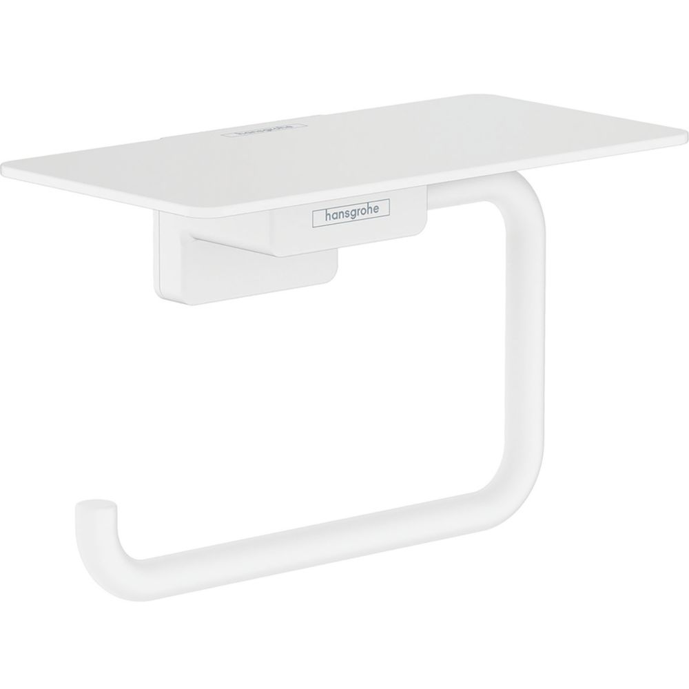 Image of Hansgrohe AddStoris Toilet Roll Holder with Shelf Matt White 