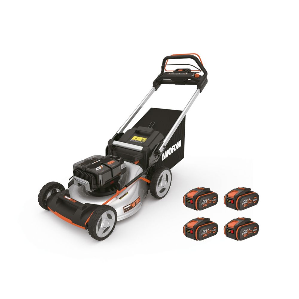 Image of Worx Nitro 80V 4 x 4.0Ah Lithium PowerShare Brushless Cordless 51cm Self-Propelled Lawn Mower 