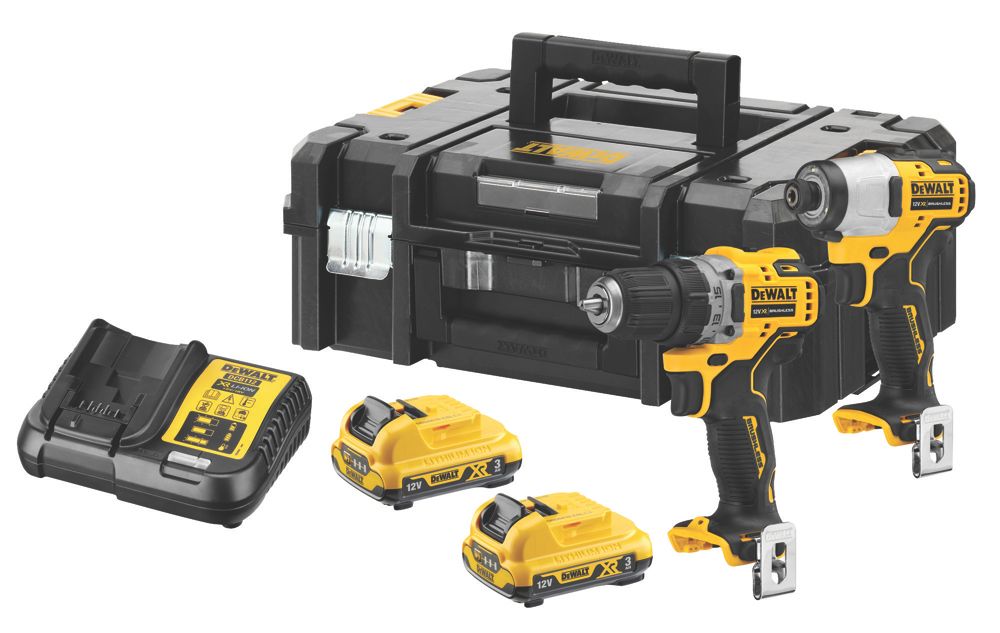 Image of DeWalt DCK2110L2T-GB 12V 2 x 3.0Ah Li-Ion XR Brushless Cordless Sub Compact Twin Pack 