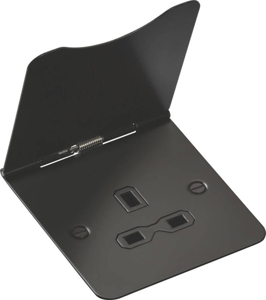 Image of Knightsbridge FPR7UMB 13A 1-Gang Unswitched Floor Socket Matt Black with Black Inserts 