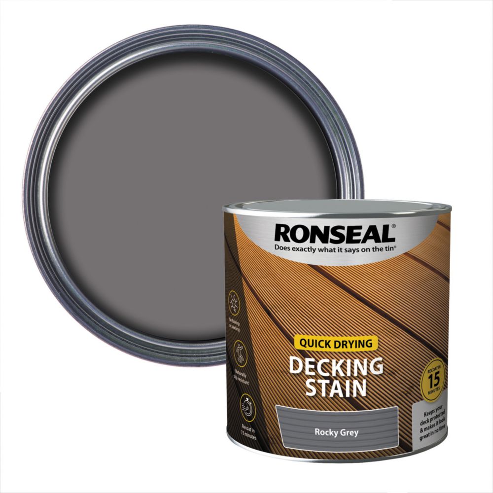 Image of Ronseal Quick Drying Decking Stain Rocky Grey 2.5Ltr 
